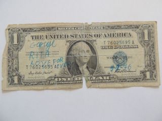 1957 One Dollar Silver Certificate Blue Seal Series T Note photo