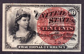 Us 10c Fractional Currency Note Fr1261 Cu photo