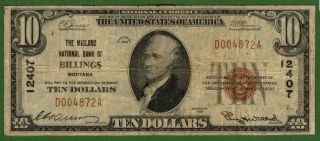 {billings} $10 The Midland National Bank Of Billings Montana Ch 12407 F photo