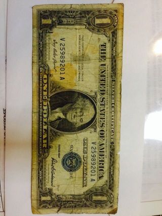Vintage 1957 Note (1$) One Dollar Bill Blue Seal,  Silver Certificate photo