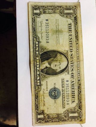 Vintage 1957 - B Series ($1) One Dollar Bill Blue Seal Silver Certificate photo