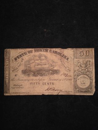 State Of North Carolina 50¢ Sept.  1,  1862.  Vg photo