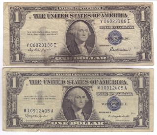 1935 - F & 1957 - B One Dollar Silver Certificate Circulated See Scans photo