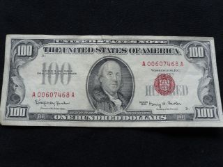 $100 Series 1966 Red Seal U.  S.  Note photo