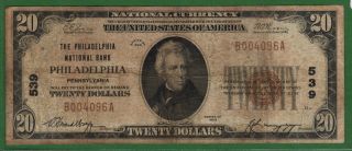 {philadelphia} $20 The Philadelphia National Bank Philadelphia Pa Ch 539 Vg photo