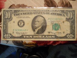 1963 A $10.  00 Federal Reserve Star Note Altanta Georgia photo
