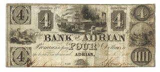 $4 1838 Adrian,  Mi - The Bank Of Adrian More Currency 4 +i photo
