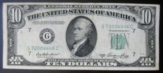 1950 A $10 Dollar Federal Reserve Note Extra Fine 446c photo