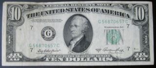 1950 A $10 Dollar Federal Reserve Note Xf Au 657c photo