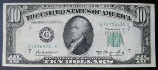 1950 A $10 Dollar Federal Reserve Note Xf+ 714c photo