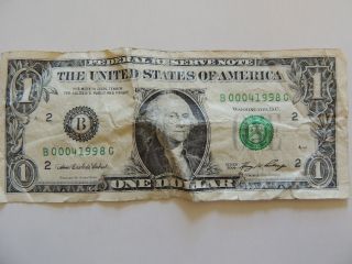 2006 One Dollar Federal Reserve B Series Low Serial 