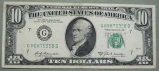 1969 A Ten Dollar Federal Reserve Note Grading Xf Chicago 5958b photo