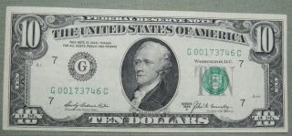 1969 A Ten Dollar Federal Reserve Note Grading Xf Chicago 3746c photo