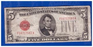 1928c 5 Dollar Bill Old Us Note Legal Tender Paper Money Currency Red Seal D - 39 photo