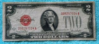 1928g $2 Two Dollar Red Seal Note Bill Da Block - Rs1 photo