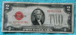 1928g $2 Two Dollar Red Seal Note Bill Ea Block - Rs2 photo