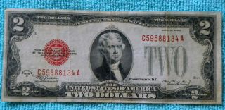1928d $2 Two Dollar Red Seal Note Bill Ca Block - Rs3 photo