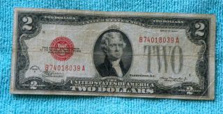 1928c $2 Two Dollar Red Seal Note Bill Ba Block - Rs6 photo