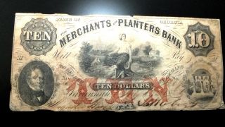 Scarce Merchants Planters Bank Of Georgia 1859 Obsolete Note photo