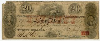 1857 $20 South Carolina Obsolete Banknote Vf photo