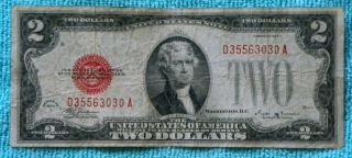 1928e $2 Two Dollar Red Seal Note Bill Da Block - Rs8 photo