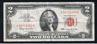 1963 $2 Dollar Bill Old Us Note Legal Tender Paper Money Currency Red Seal photo
