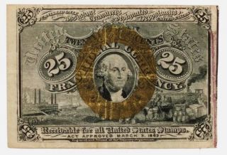 Attractive Twenty Five Cent Fractional Note Second Issue No Surcharges Fr 1283 photo