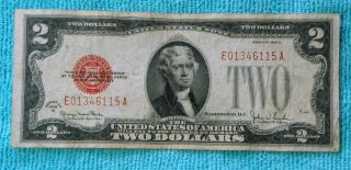1928g $2 Two Dollar Red Seal Note Bill Ea Block - Rs17 photo