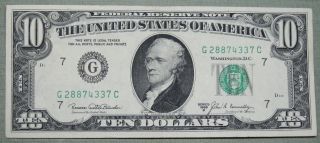 1969 B $10 Federal Reserve Note Grading Xf/au Chicago 4337c photo