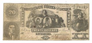 1861 Twenty Dollars $20 Note Confederate States Of America Currency photo