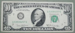 1969 B $10 Federal Reserve Note Grading Au Chicago 9257c photo