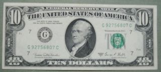 1969 C Ten Dollar Federal Reserve Note Grading Au Chicago 6807c photo