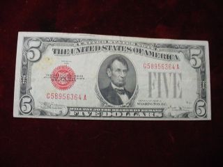 1928d $5 United States Note,  Fr - 1525 Very Fine photo