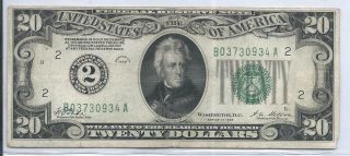 1928 $20.  00 Federal Reserve Note photo