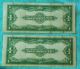 (2) 1923 Consecutive Sequential $1 Silver Certificates Speelman - White Tb Block Large Size Notes photo 1