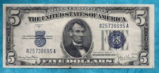 C1934 Uncirculated Crispy Silver Certificate Large Blue Seal Five Dollar Bill photo