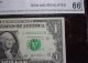 2 Digit Serial Number 2003a $1 Frn,  San Francisco Cga Gem Uncirculated 66 Small Size Notes photo 1