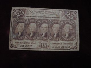 25 Cents Fractional 1st Issue,  Fr - 1281 Fine + photo