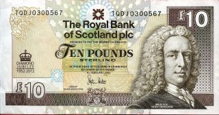 Great Britain 10 Pounds 2012 P - Vf  Royal Bank Of Scotland photo