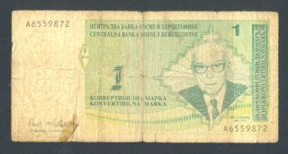 Bosnia 1 Convertible Marka Nd1998 Vg P60a Extremely Rare Banknote // photo