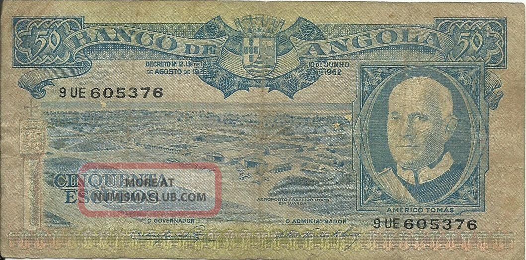 Angola - 50 Escudos - Km 93 - 1962 - AmÉrico TomÁs - 9ue605376 - Circulated Europe photo