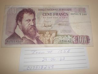 1962 100 Cent Francs Banque National De Belgique photo