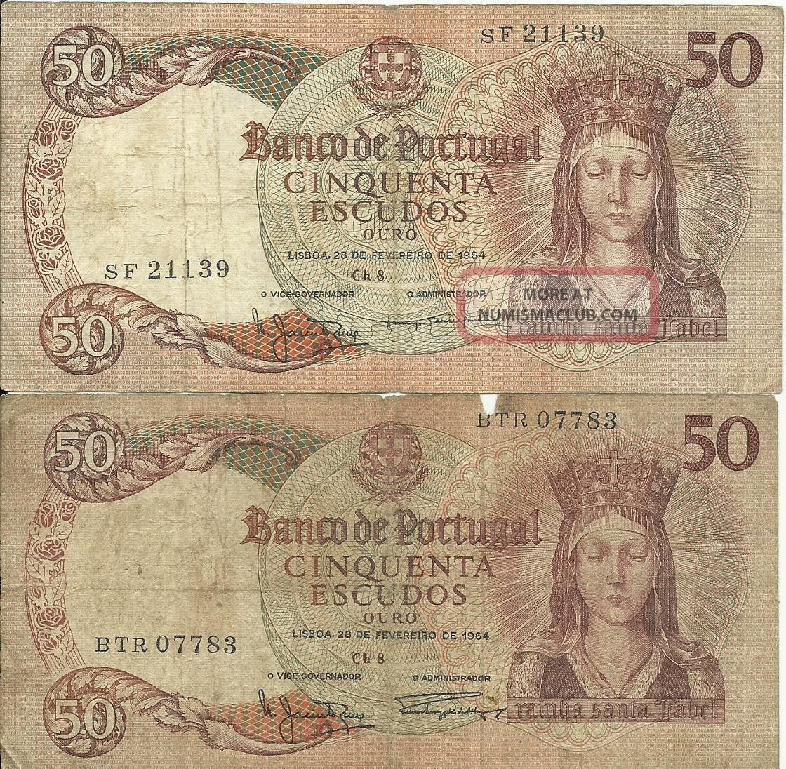 2 X 50 Escudos - Km 168 - 1964 - Rainha Santa Isabel - 07783 - 21139 - Circulated Europe photo