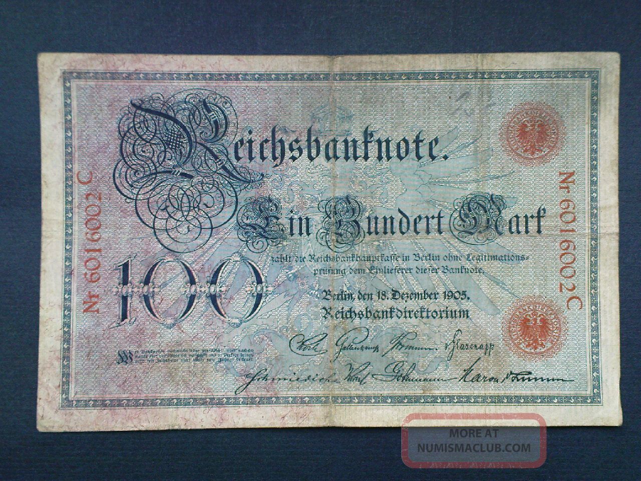 Germany 100 Mark 1905 P - 24a / Ro - 23a (24 Mm Serial) Fine Europe photo