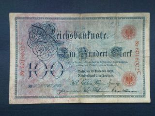 Germany 100 Mark 1905 P - 24a / Ro - 23a (24 Mm Serial) Fine photo