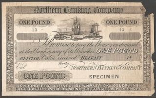 Rare 1862 Ireland Northern Banking Co,  One Pound,  Uniface Proof photo