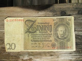Nazi Germany Ww2 Money German Banknote Currency photo