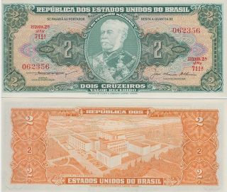 Brazil 2 Cruzeiros 1975 P - 157ab Unc Banknote South America photo