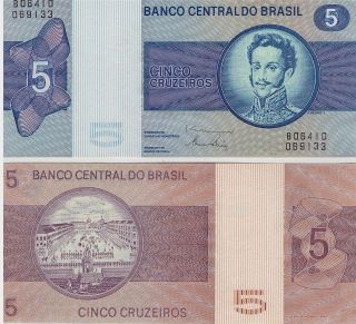 Brazil 5 Cruzeiros 1973 Banknote P - 192b,  Unc South America photo