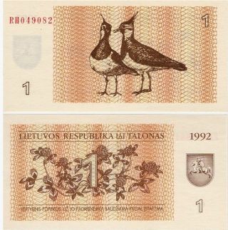 Lithuania 1 Talona 1992 P - 39,  Unc Banknote Europe photo